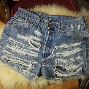 Levi cut off and tattered shorts